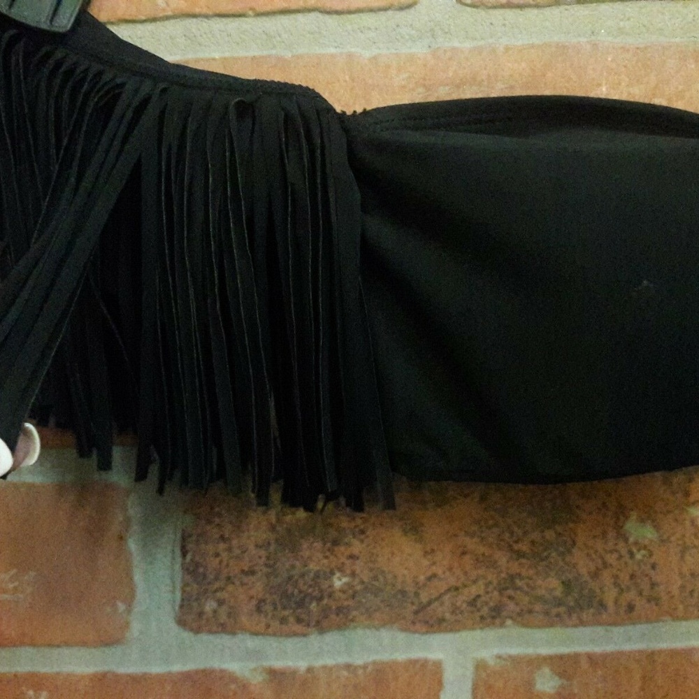 GB Bini Fringe Arm Cuffs Bandeau Bathing Suit Bra Top Black HOT $40 NEW S M Sexy - Picture 6 of 6